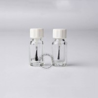 Mini clear glass bottle with nail polish brush cap 3ml octagonal shaped glass nail polish bottle for nail polish sampler use