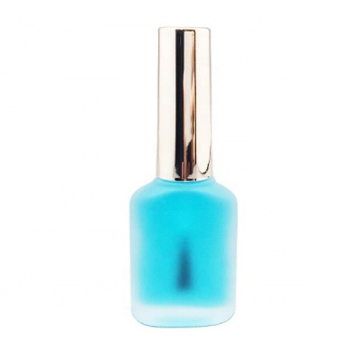 12ml frosted glass fancy flat empty nail polish bottle with rose gold nail polish round cap and gel flat brush