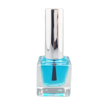 11ml fancy square clear empty glass nail polish bottle with shine silver nail polish cap and wide brush