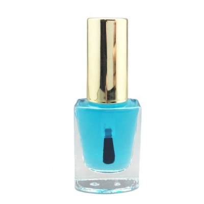 high quality square clear empty fancy nail polish glass bottle with gold nail polish round cap and thick wide brush