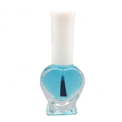 8ml empty heart shaped clear glass nail polish bottle wholesale with white round nail polish cap and flat brush