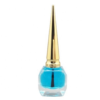 12ml diamond shaped empty glass custom made nail polish bottle with gold long cap and flat brush