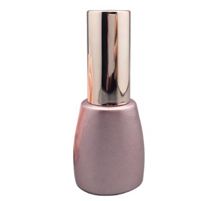 wholesale 15ml empty gel polish nail glass bottle oval shaped, fancy rose gold round cap with flat brush