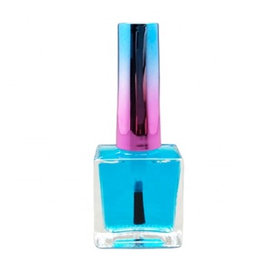 clear glass rectangle empty nail polish bottle 10 ml with fancy colorful nail polish cap and thick hair flat brush