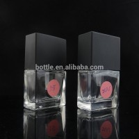 New arrival square empty clear nail polish glass bottle with black lid and brush