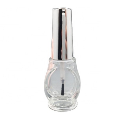 11ml mirror shape nail polish bottle custom glass with brush and metallic silver cap