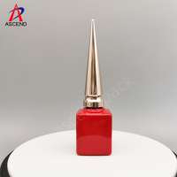 Custom red coating 16ml square gel glass UV nail polish bottles for nail polish with wide gel brush and A uv golden cap