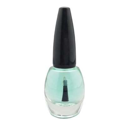 custom 12ml oval round thick bottom empty clear glass nail polish bottle and black cap with brush