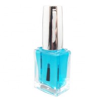 wholesale clear 15ml empty square nail polish glass bottle with fancy silver nail polish cap and thick wide brush