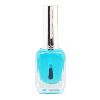 unique square empty 13ml clear glass nail polish bottle with shine silver nail polish cap and thick wide brush