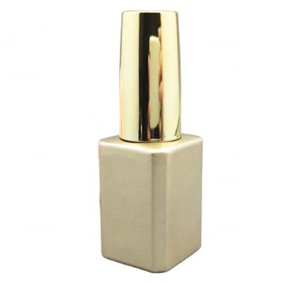 High quality gold empty square uv gel nail polish glass rectangle bottle 15ml with gold round nail polish cap and brush