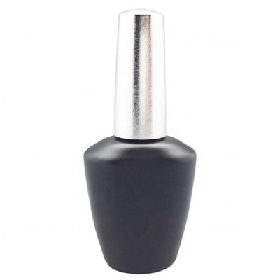 Matt Silver round Nail Polish Cap and Flat brush with 13ml Fancy Matt Black Empty Uv Gel Nail Polish Bottle