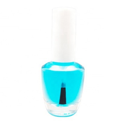 New design empty clear glass fancy 15ml round nail polish bottle with white round nail polish cap and flat brush